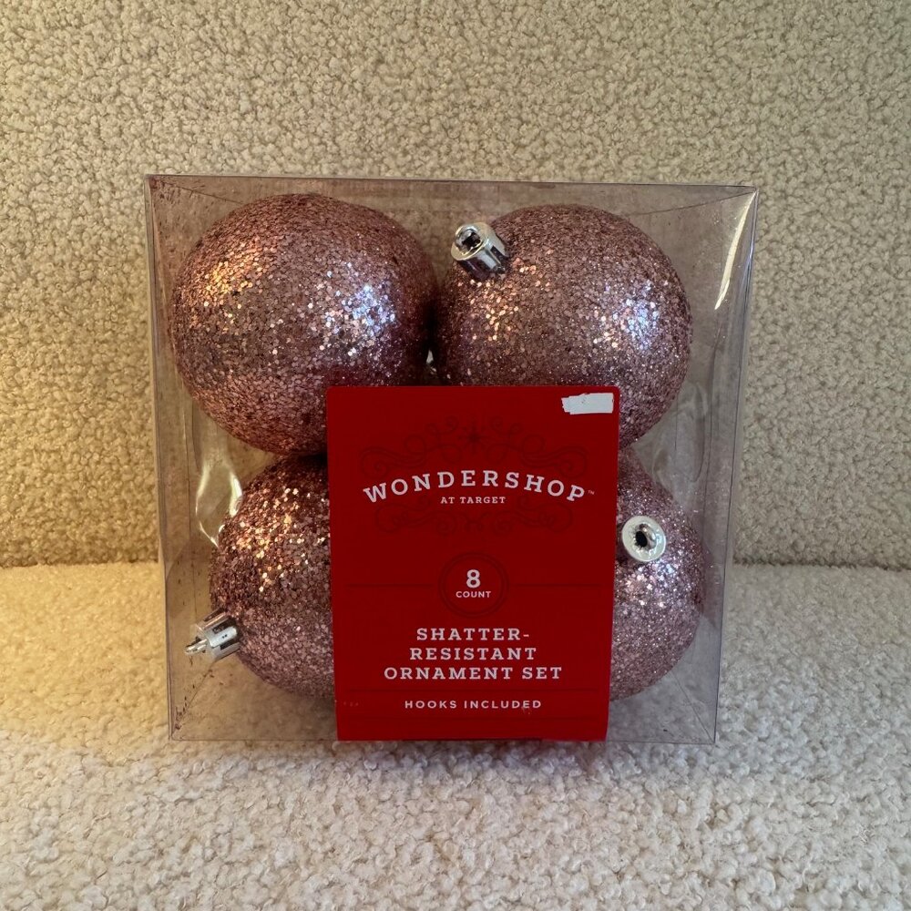 Wondershop Shatter-Resistant Ornament Set - Pink Glitter